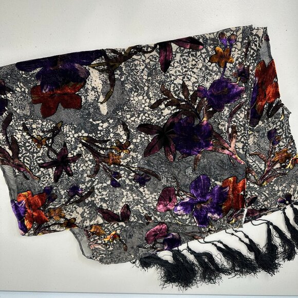 Chicos Scarf Velvet Burnout Silk Blend Floral - Picture 1 of 9